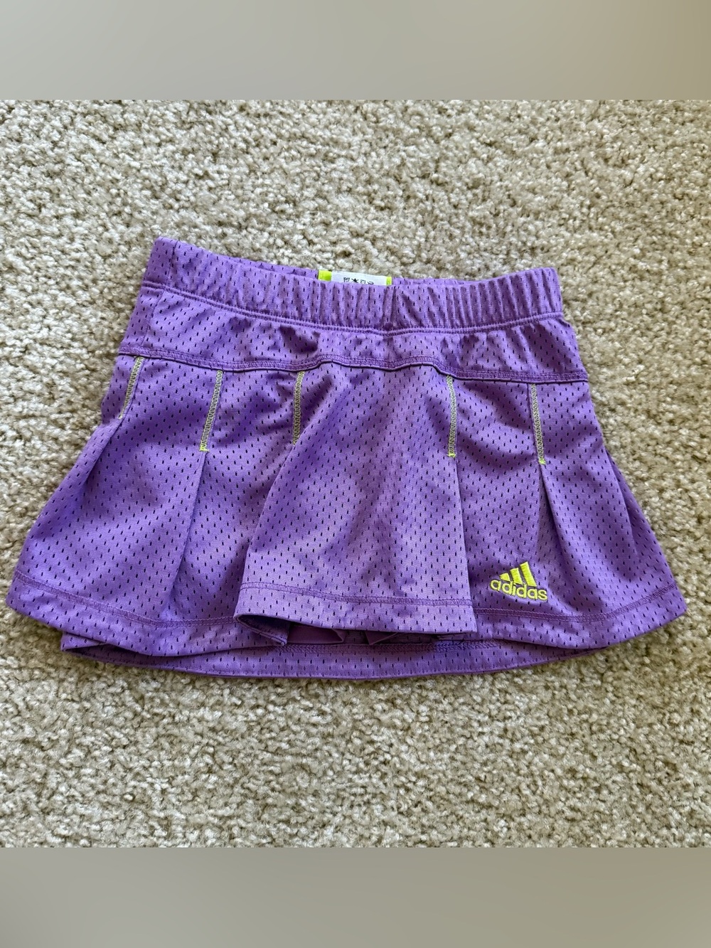 adidas Girls' Purple Athletic Skort with Lime Accents vintage style 5T